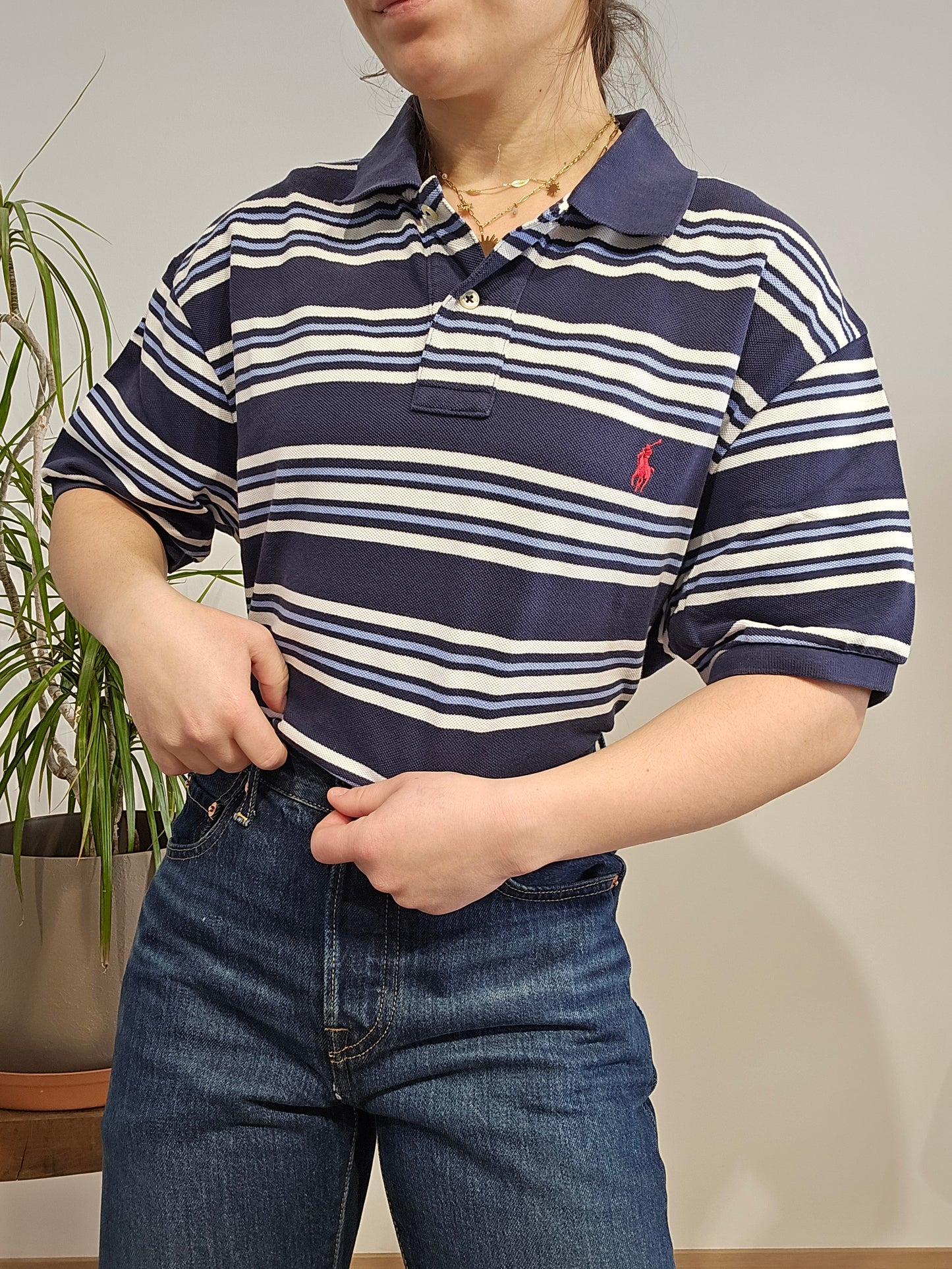 Polo à rayures bleu - XL