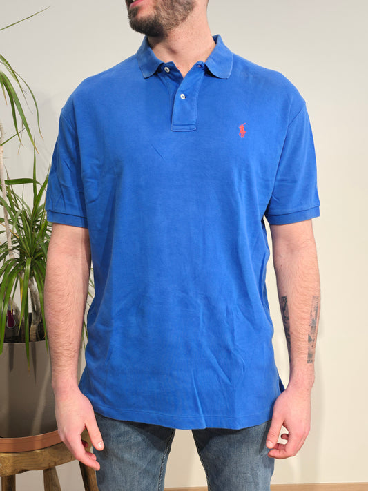 Polo en coton bleu électrique - L/40