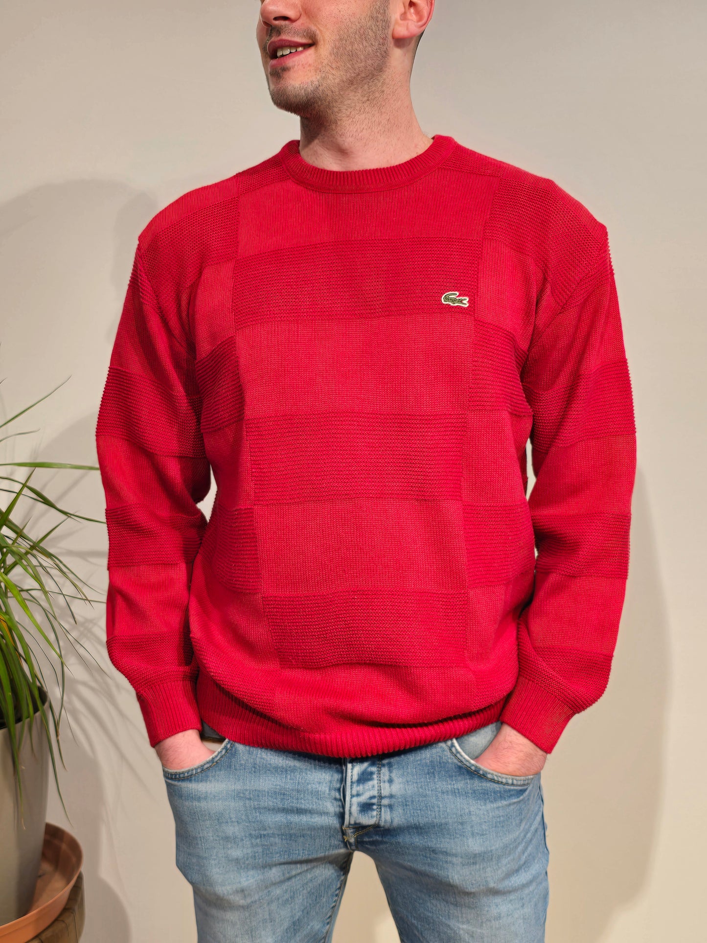 Pull col rond rouge des années 90' - L