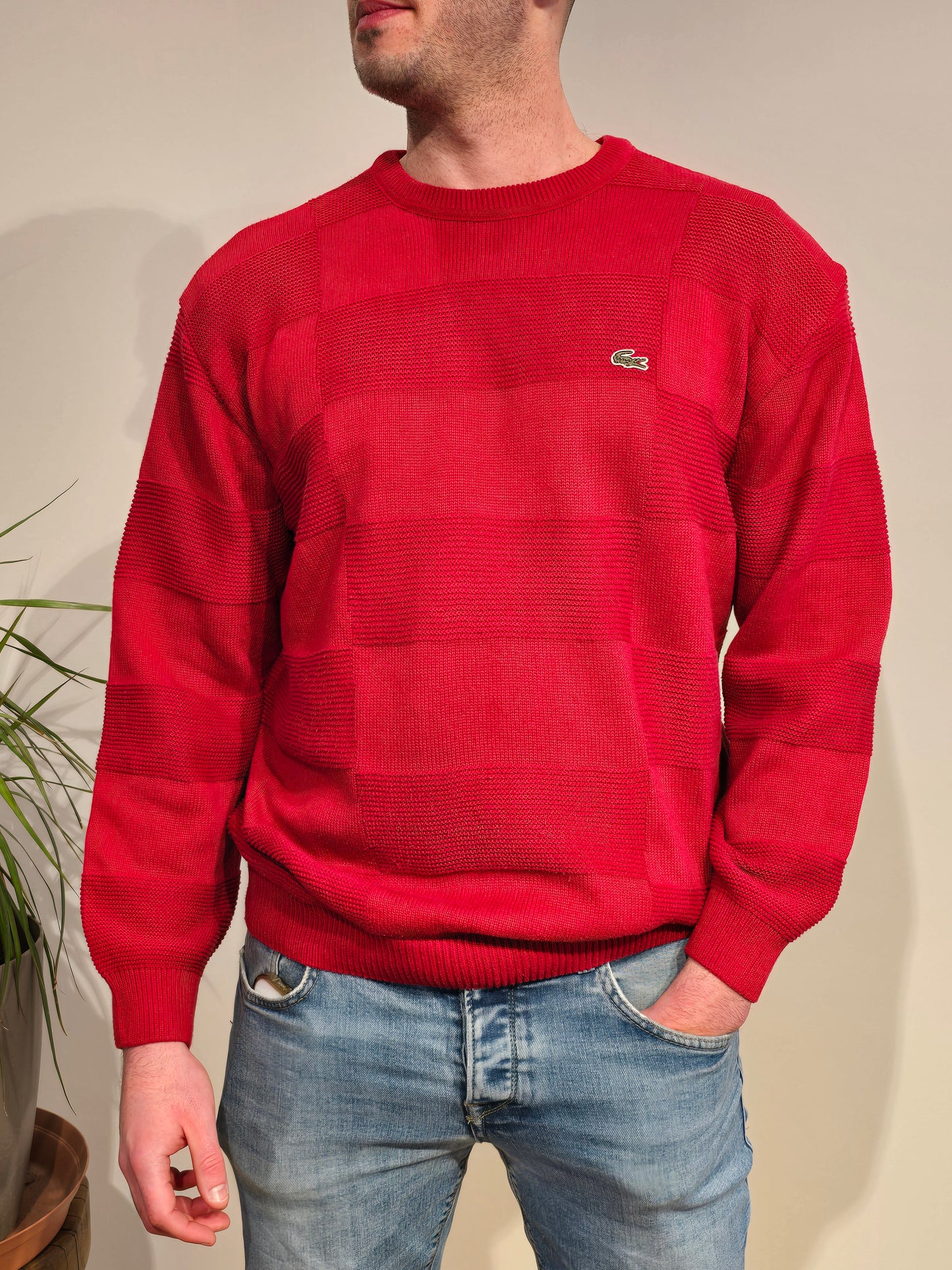 Pull col rond rouge des années 90' - L