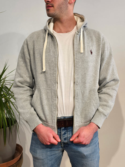 Sweat à capuche en coton gris - S