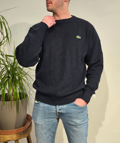 Pull col rond en maille marine des années 80' - M/L