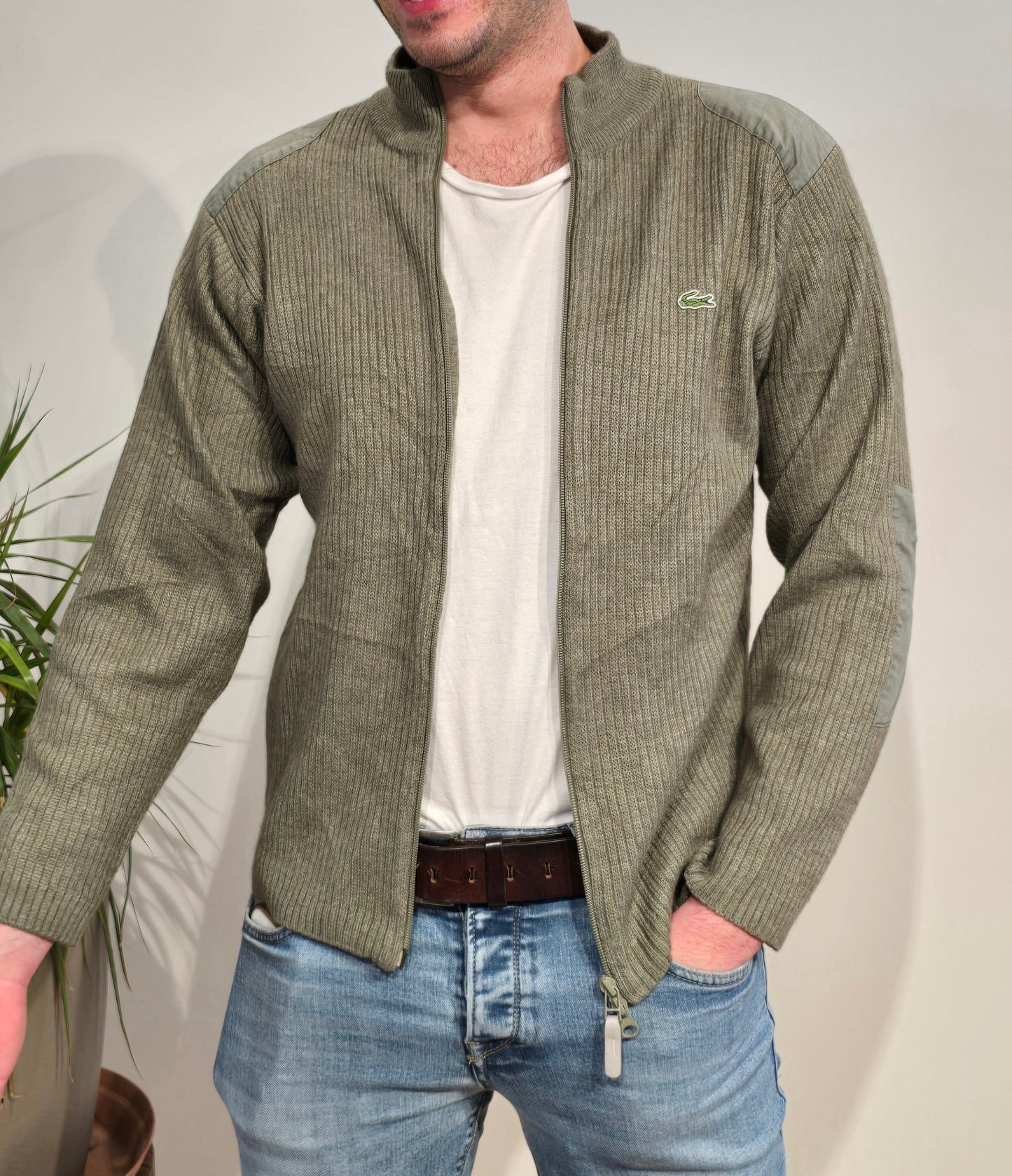 Veste en maille kaki des années 90' - S