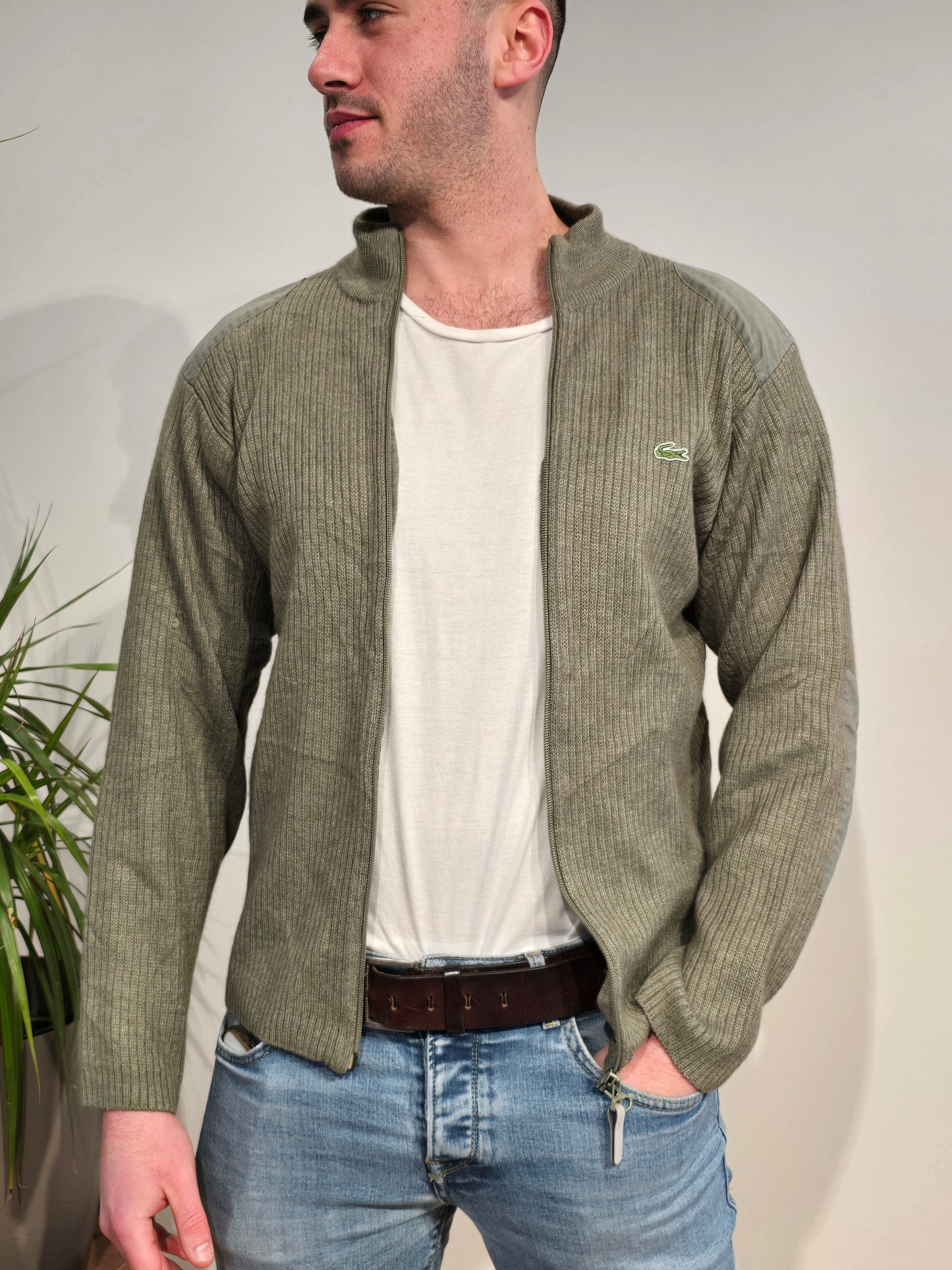 Veste en maille kaki des années 90' - S