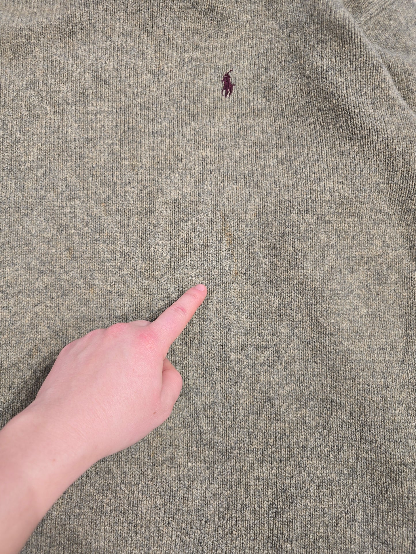 Pull col rond en laine kaki - M