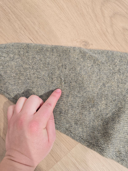 Pull col rond en laine kaki - M