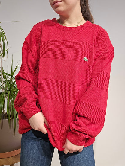 Pull col rond rouge des années 90' - XL