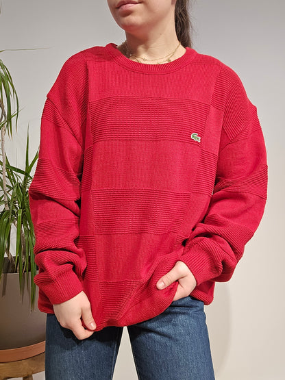 Pull col rond rouge des années 90' - XL