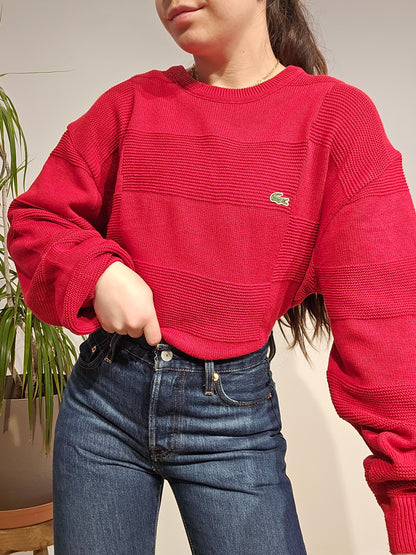 Pull col rond rouge des années 90' - XL