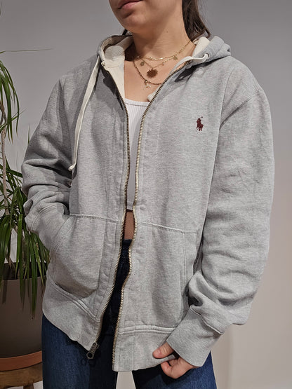 Sweat à capuche en coton gris - M