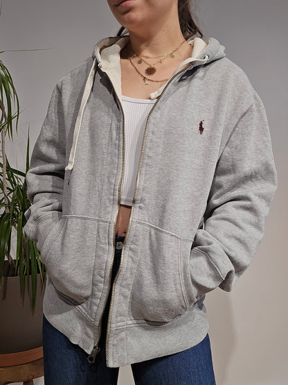Sweat à capuche en coton gris - M