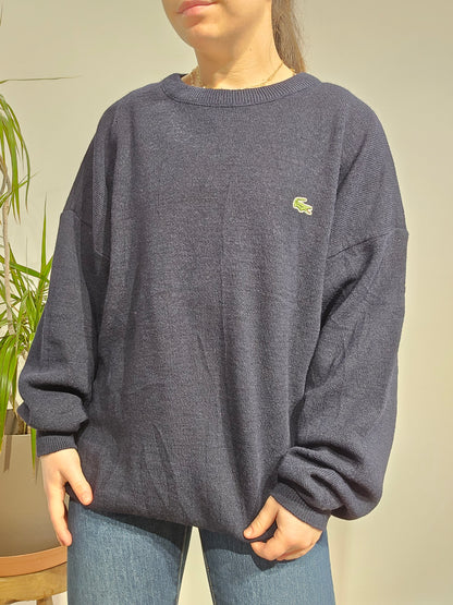Pull col rond en maille marine des années 80' - L/XL