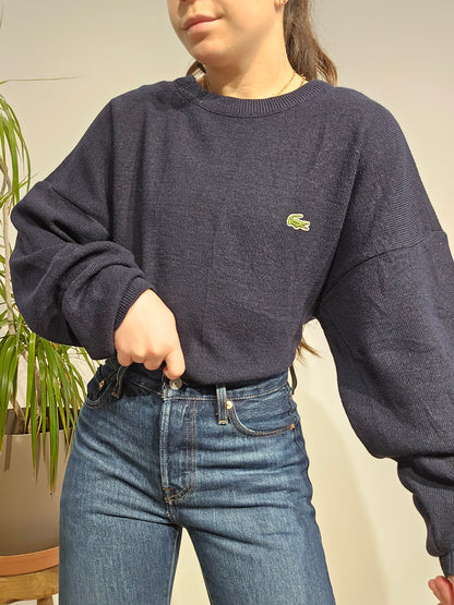Pull col rond en maille marine des années 80' - L/XL