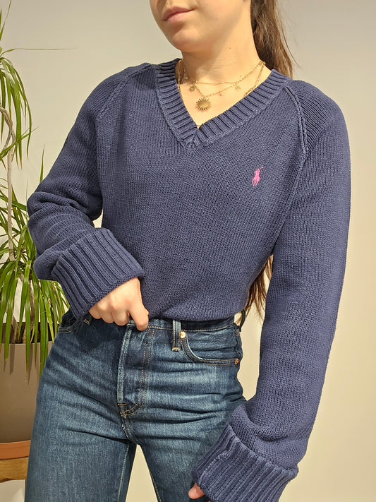 Pull col V marine - M