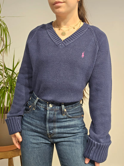 Pull col V marine - M