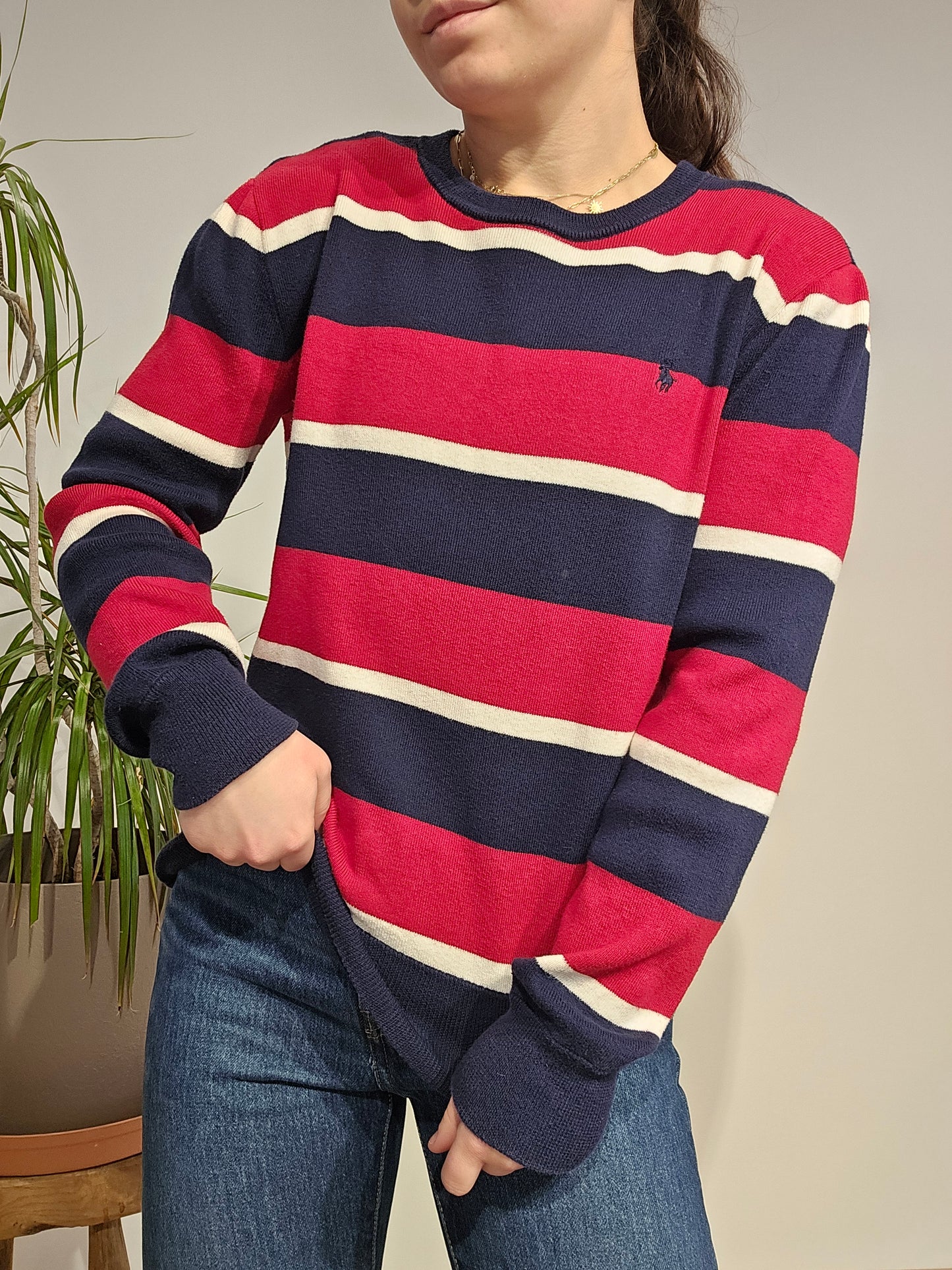 Sweat léger à rayures rouge - XS