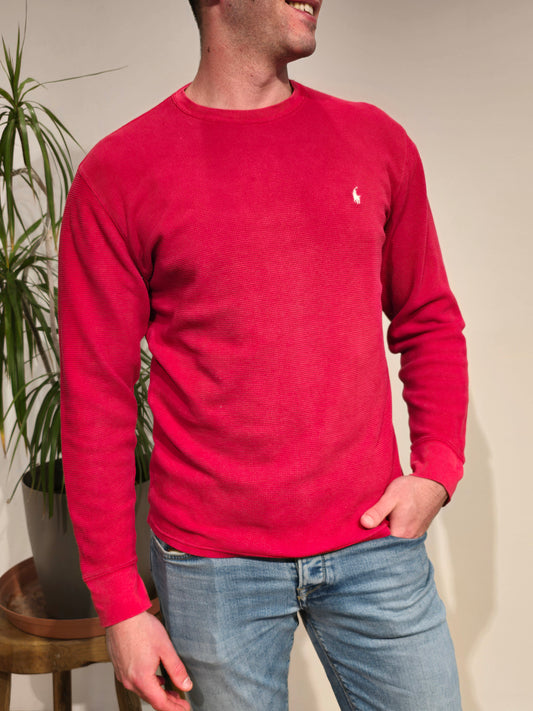 Pull léger en maille piquée rouge - M/L