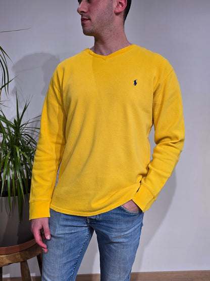 Pull léger en maille piquée jaune -  L/XL