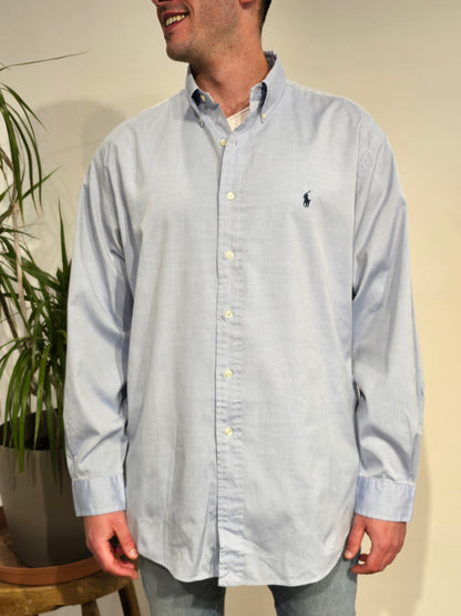 Chemise en coton unie bleu - XL