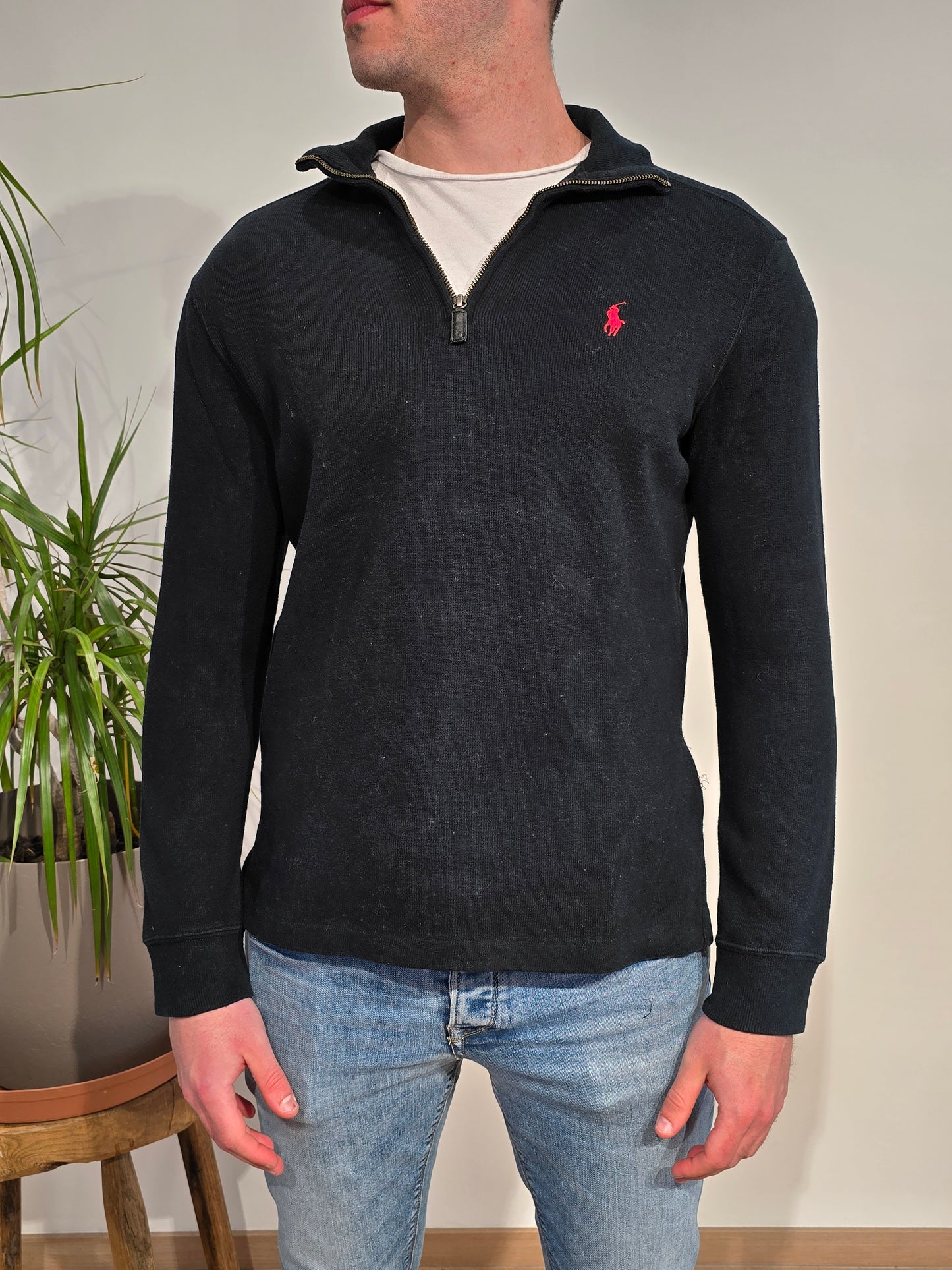Pull camionneur en coton noir - S