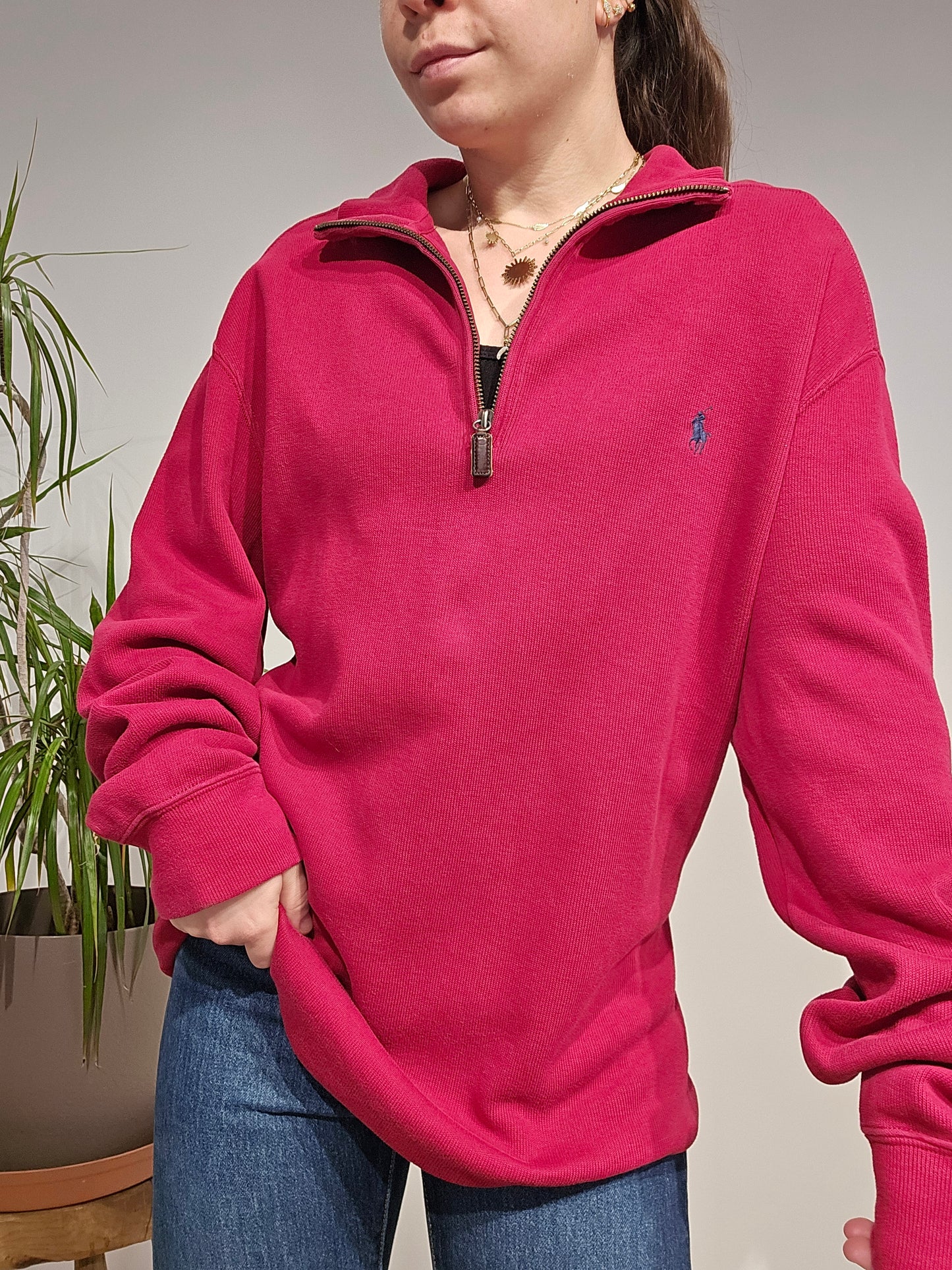 Pull camionneur en coton rouge - L/XL
