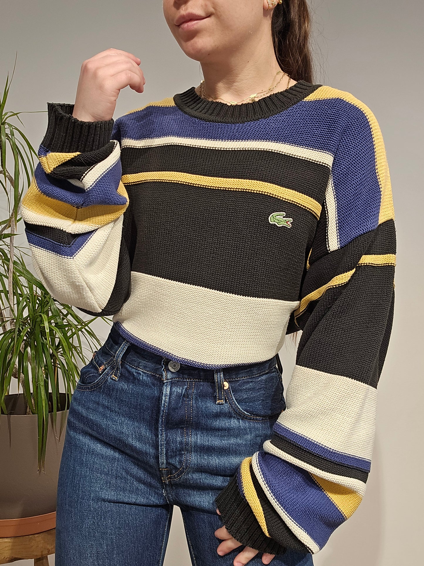 Pull col rond coloré des années 80' - XXL