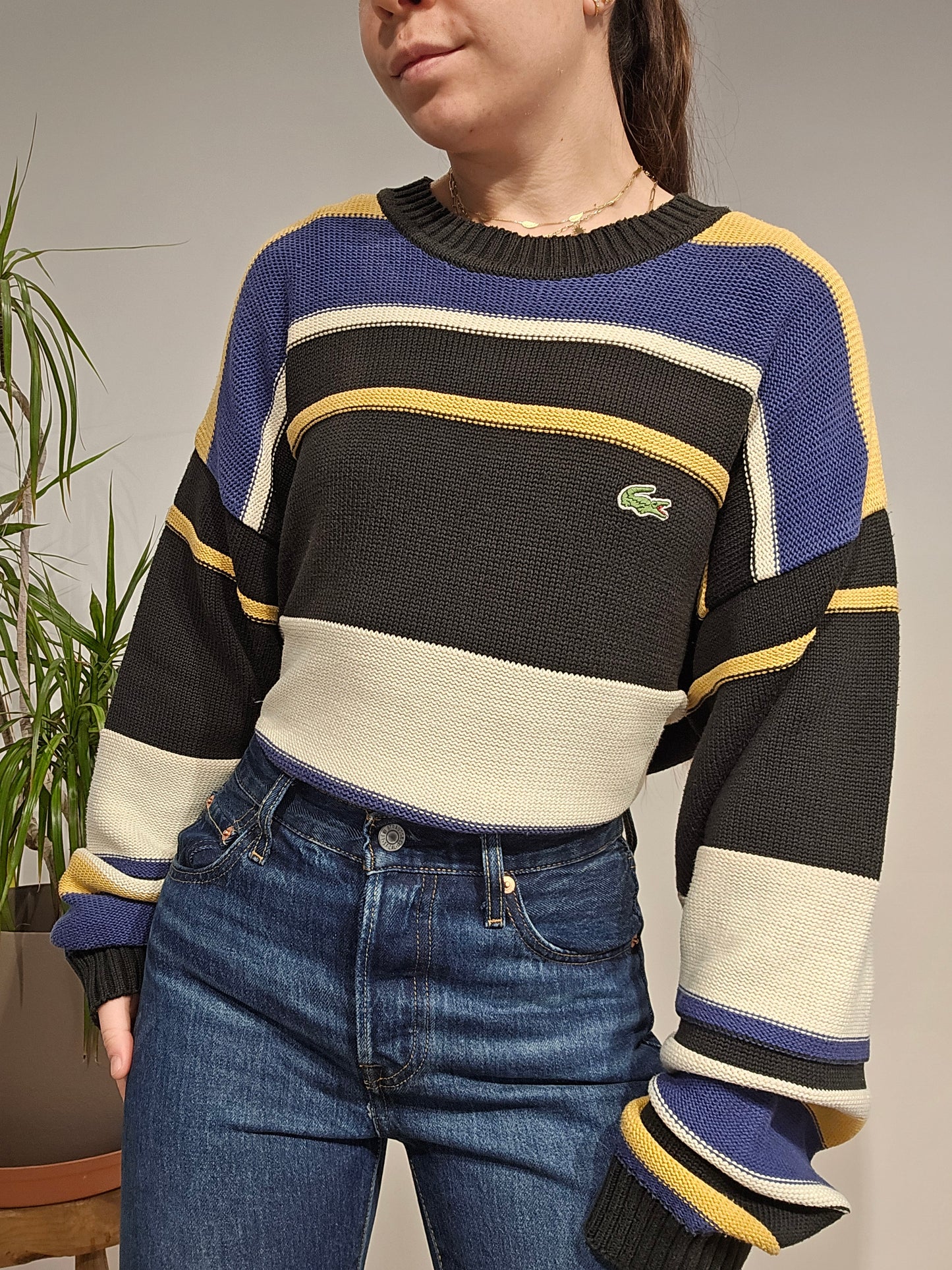 Pull col rond coloré des années 80' - XXL