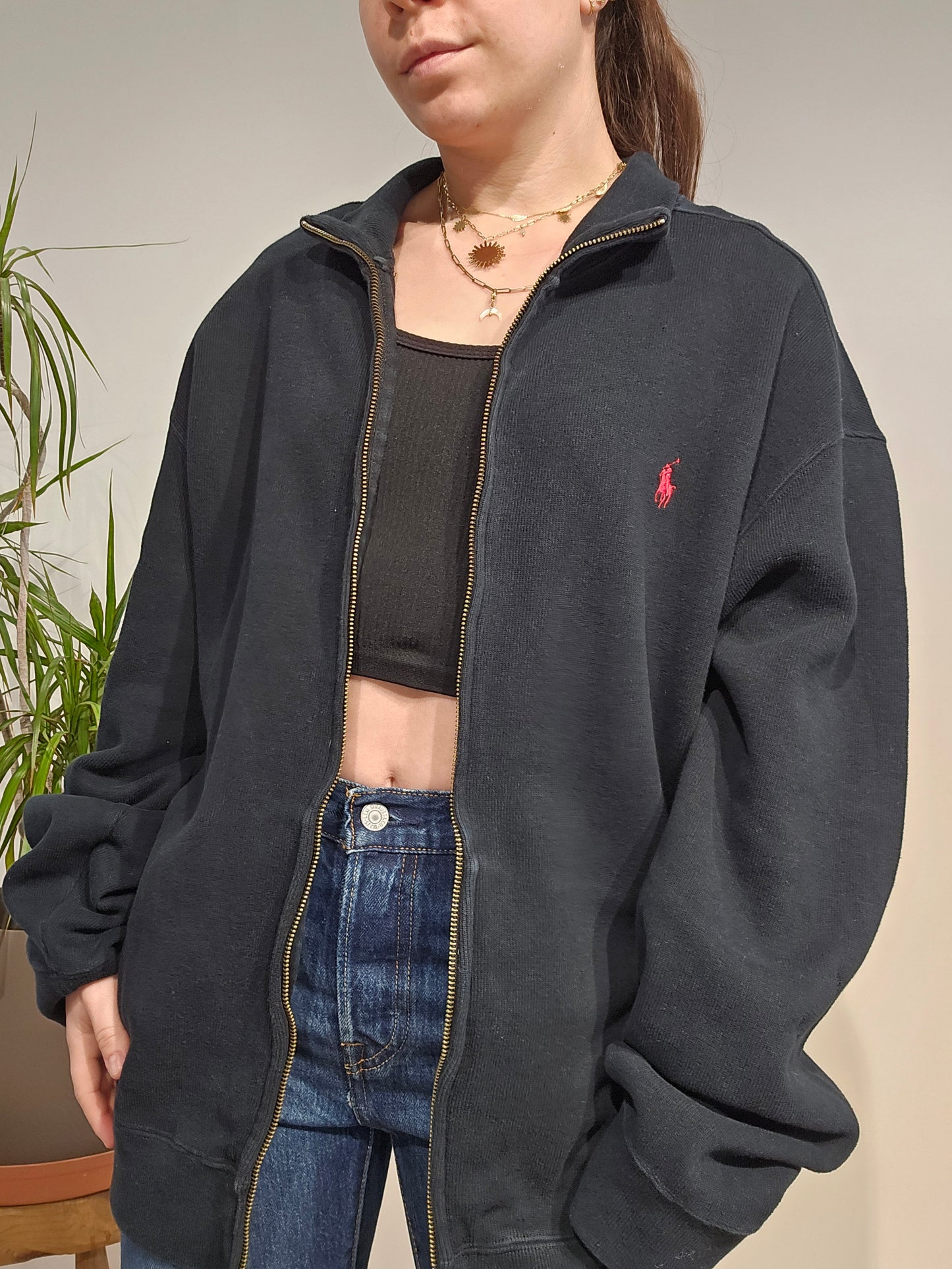 Veste en coton doux noir - XL