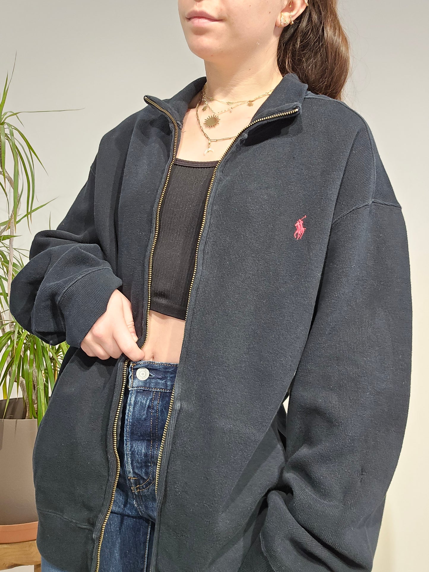 Veste en coton doux noir - XL