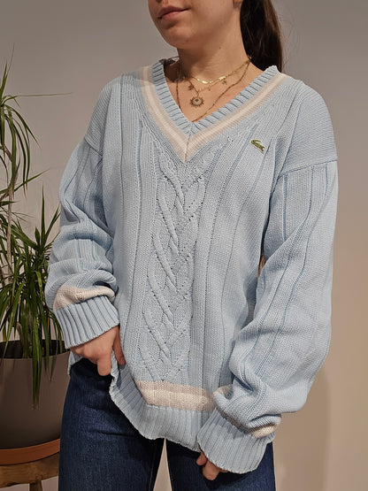 Pull col V bleu ciel des années 90' - L