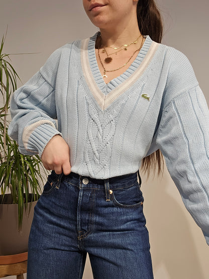 Pull col V bleu ciel des années 90' - L