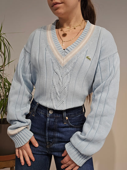 Pull col V bleu ciel des années 90' - L
