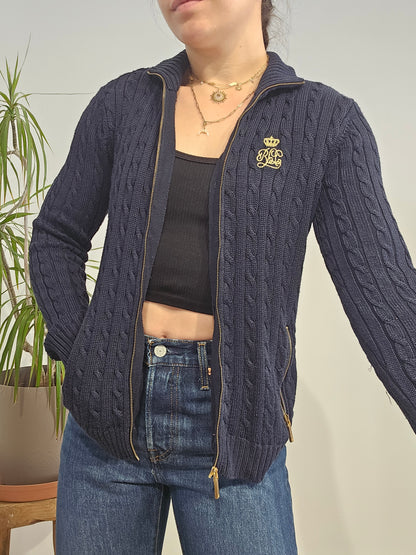 Veste en coton torsadée marine- XS