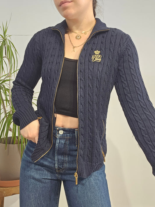 Veste en coton torsadée marine- XS