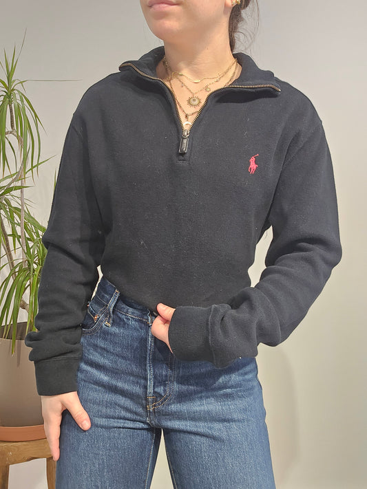 Pull camionneur en coton noir - S