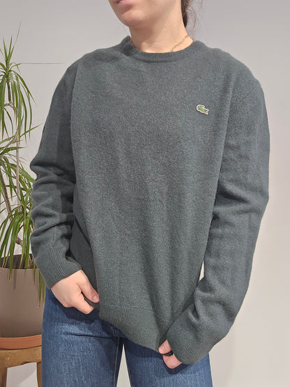 Pull en laine vert foncé - S