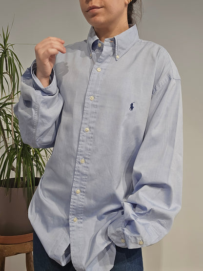 Chemise en coton unie bleu - XL