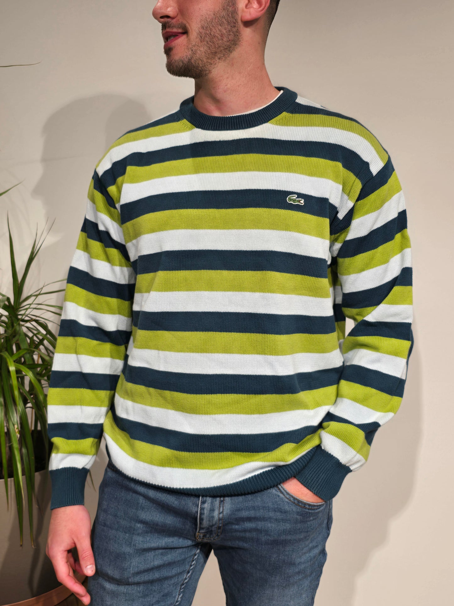 Pull col rond à rayures colorés - XL