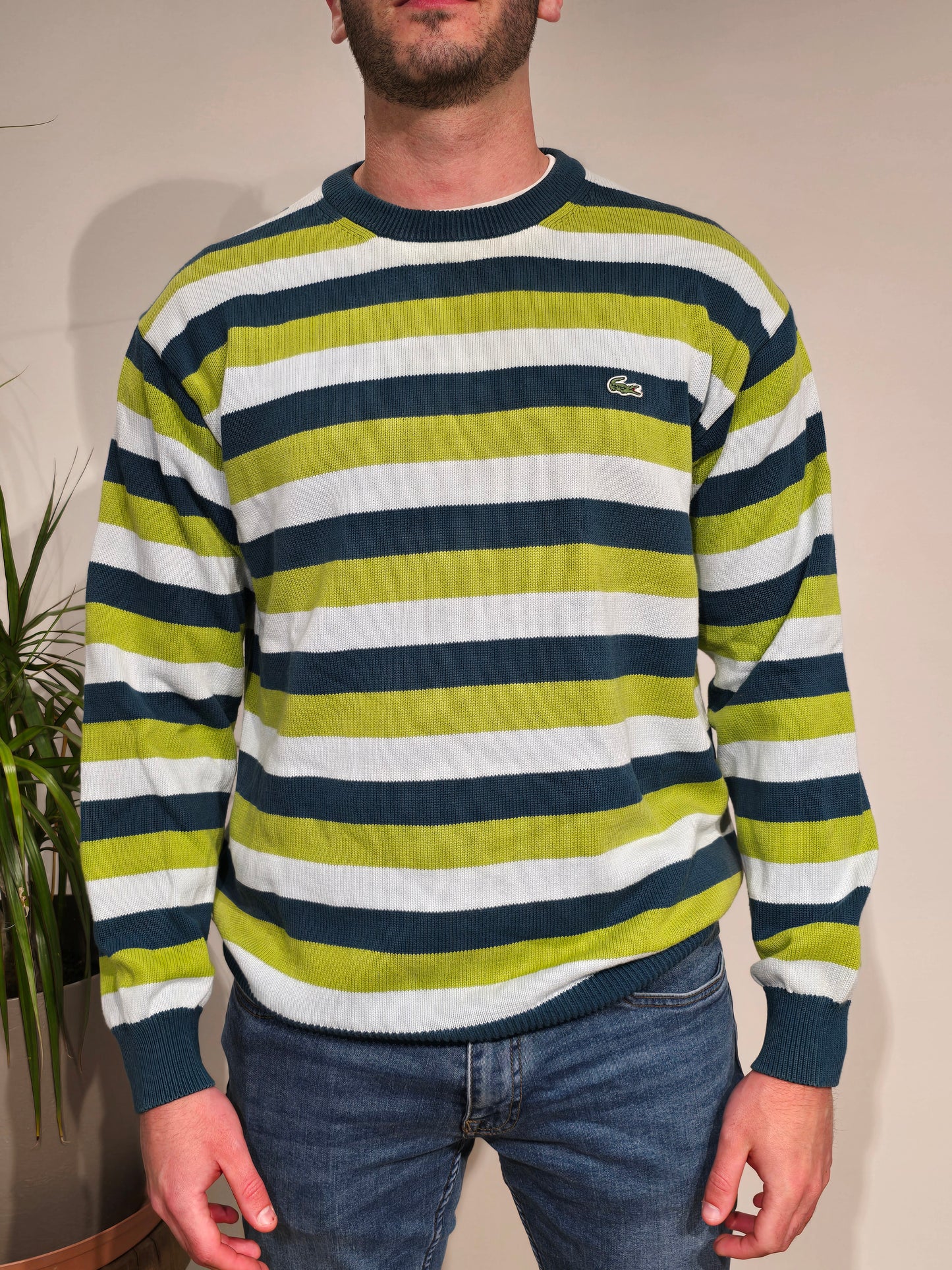 Pull col rond à rayures colorés - XL