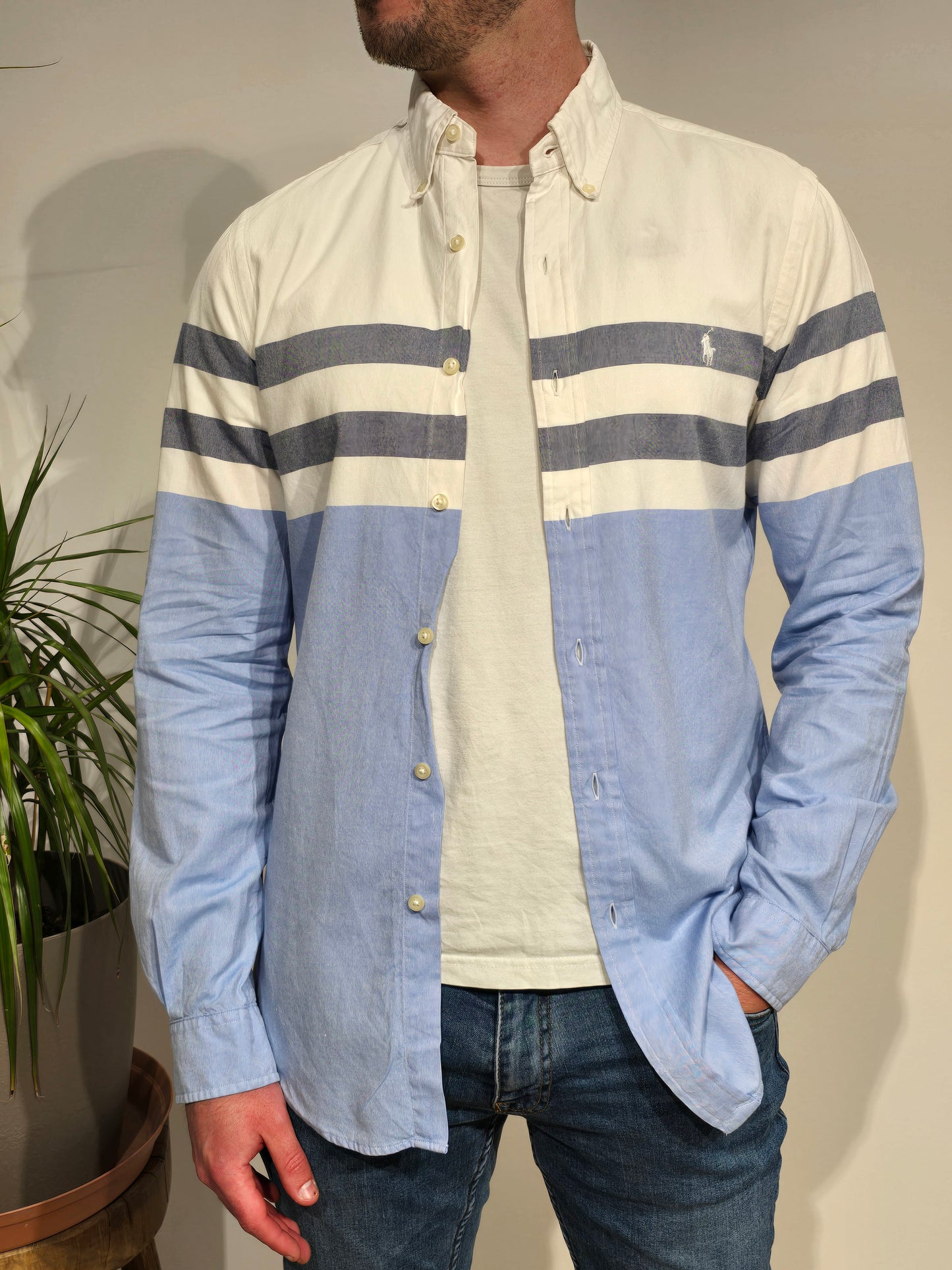 Chemise en coton nuance de bleu - M
