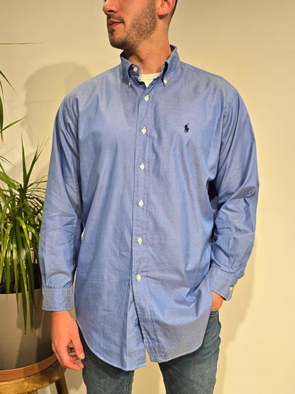 Chemise en coton bleu unie - XL