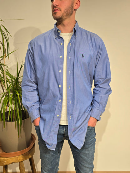Chemise en coton bleu unie - XL