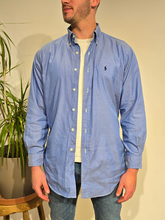Chemise en coton bleu unie - XL