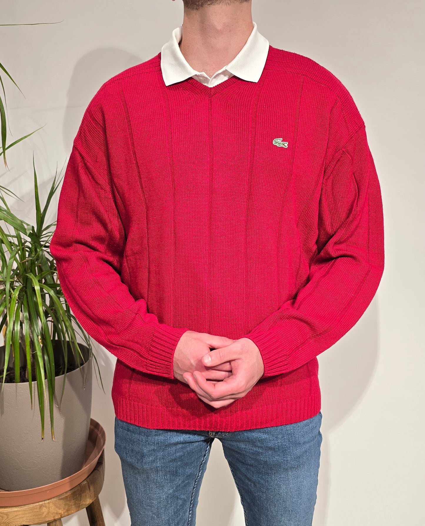 Pull col V rouge des années 90' - L