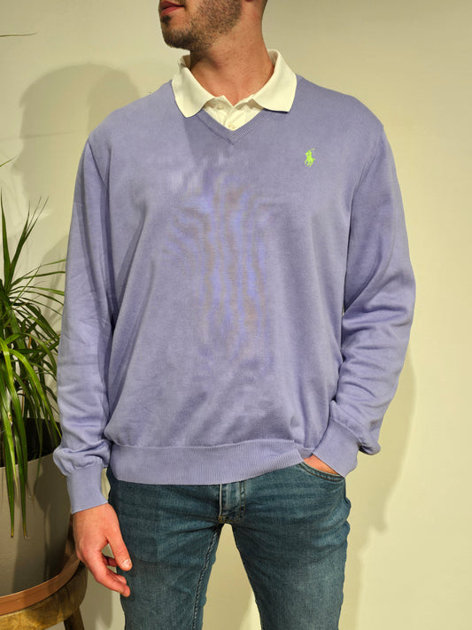 Pull léger col V violet - L