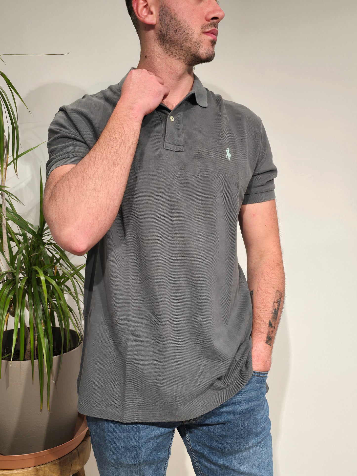Polo gris anthracite en coton - L/40