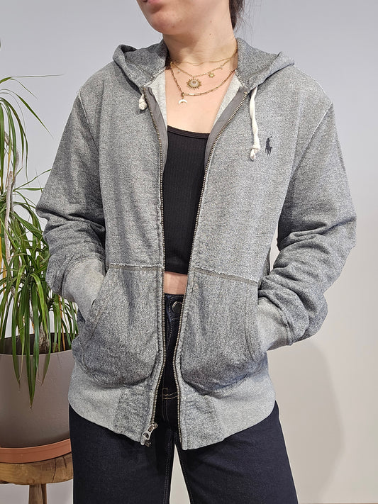 Sweat à capuche en coton gris  - S