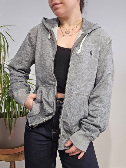 Sweat à capuche en coton gris  - S