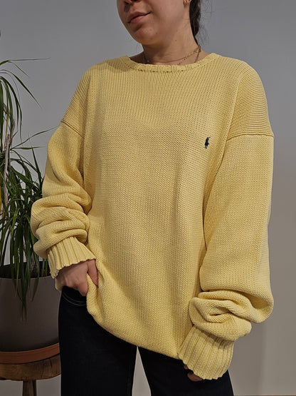 Pull en maille jaune en coton - XL/XXL