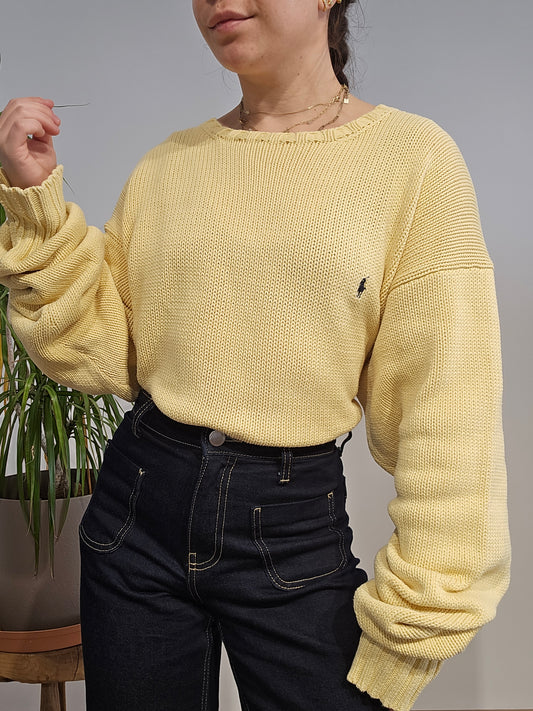 Pull en maille jaune en coton - XL/XXL